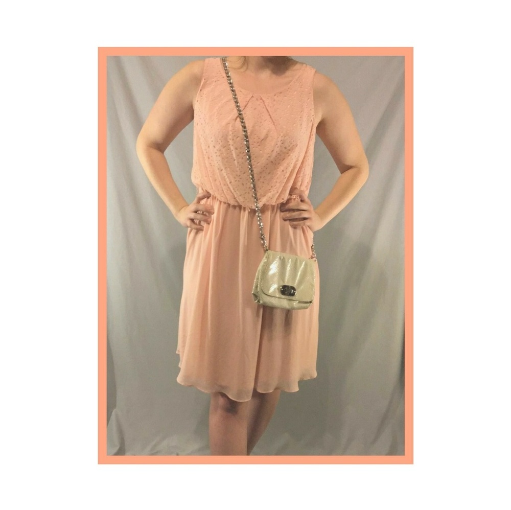 Cato peach lined semi-formal midi dress